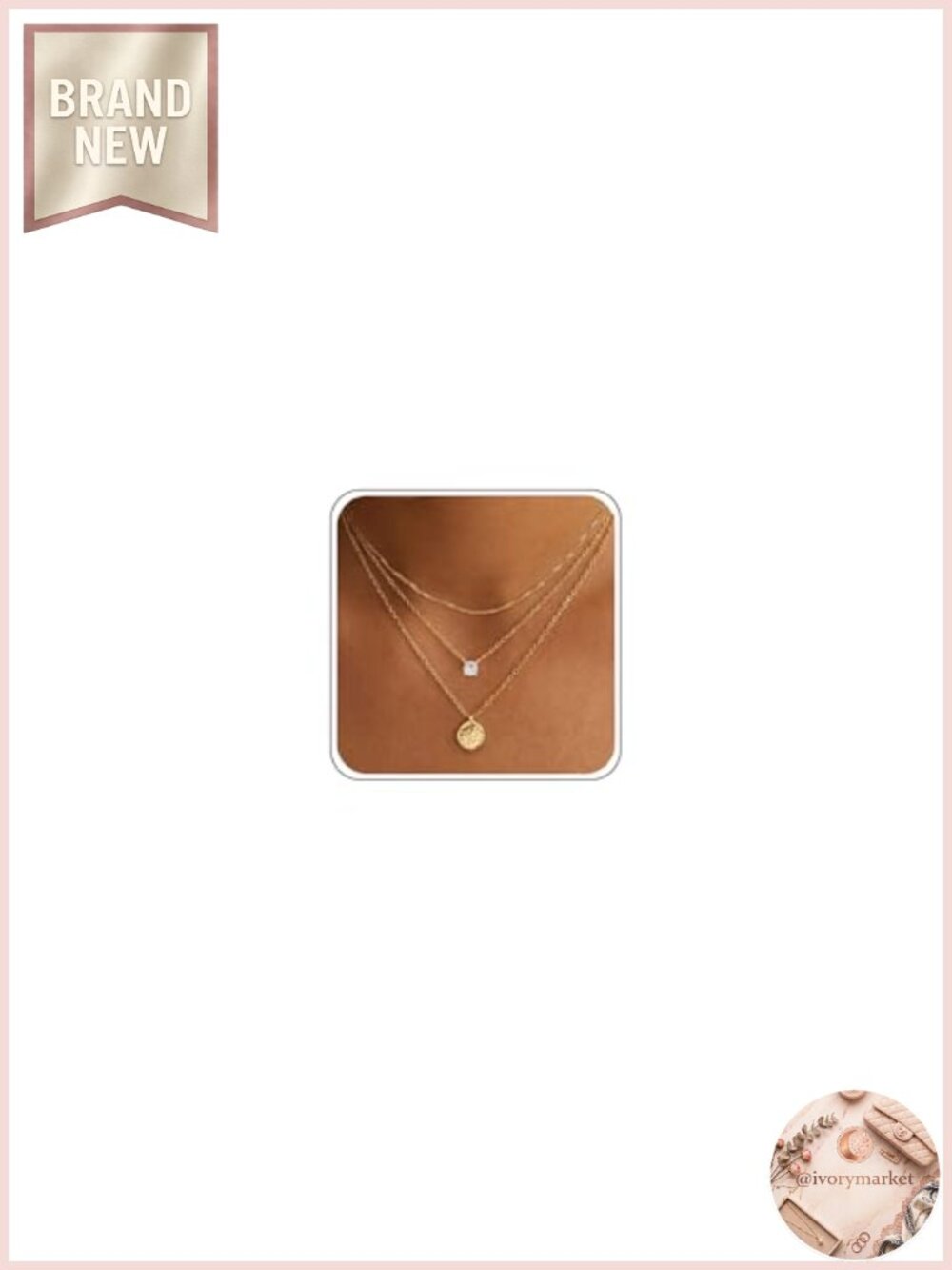 Dainty 14K Gold Plated Layered Coin Pendant Necklace Set for Women, Trendy